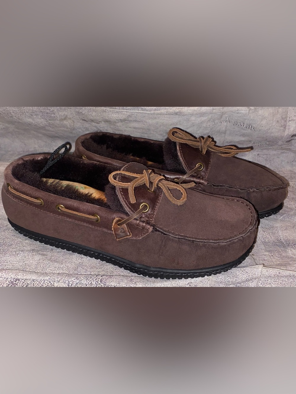 WORN 1x Quoddy Hearth ESQ Slippers Loafers Shearling Lined Moccasin Mocs Men’s 8